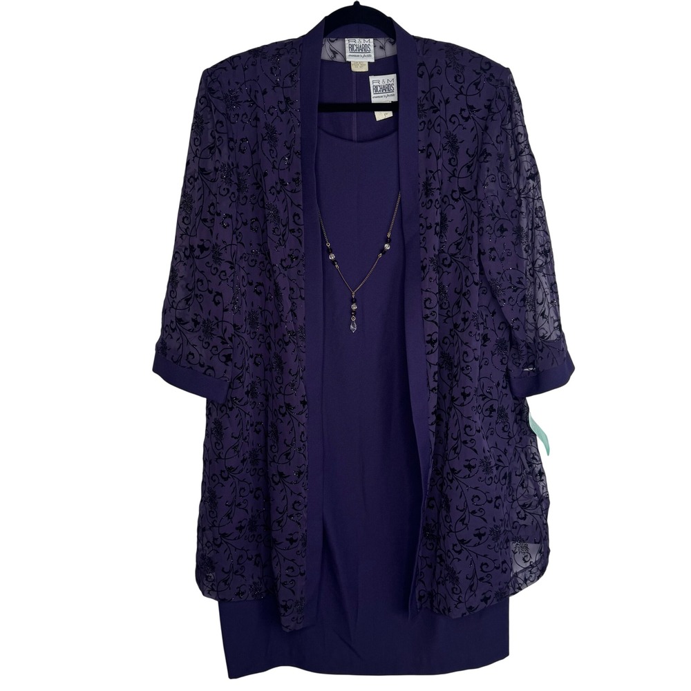 Vintage Sheer Velvet Burnout Jacket + Dress Set Sz 18WP Church Wedding Formal